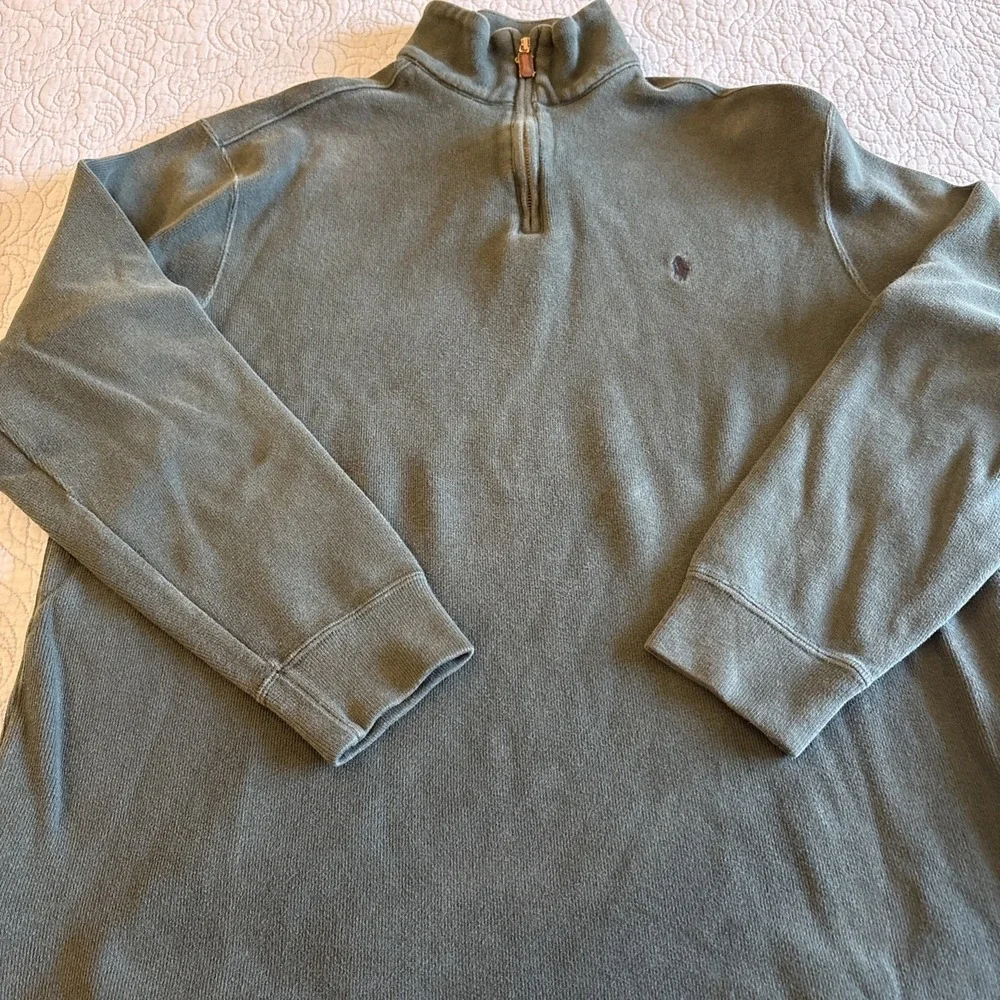 Polo Ralph Lauren Mens Large Long Sleeve 1/4 Zip Pullover Green Sweater